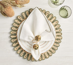 Casbah Napkin in White & Green