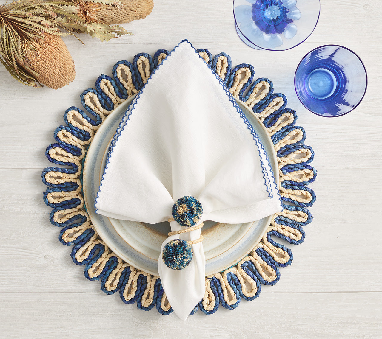 Casbah Napkin in White & Blue