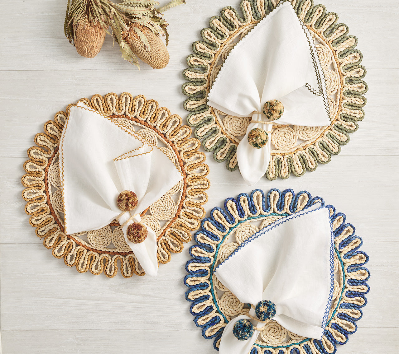 Casbah Placemat in Natural & Blue