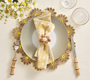 Daisy Placemat in Natural & Yellow, Set of 4