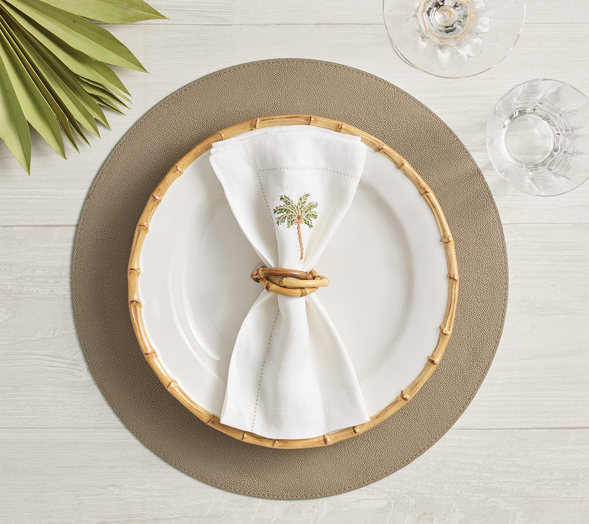 Bamboo Trinity Napkin Ring in Natural, Set of 4