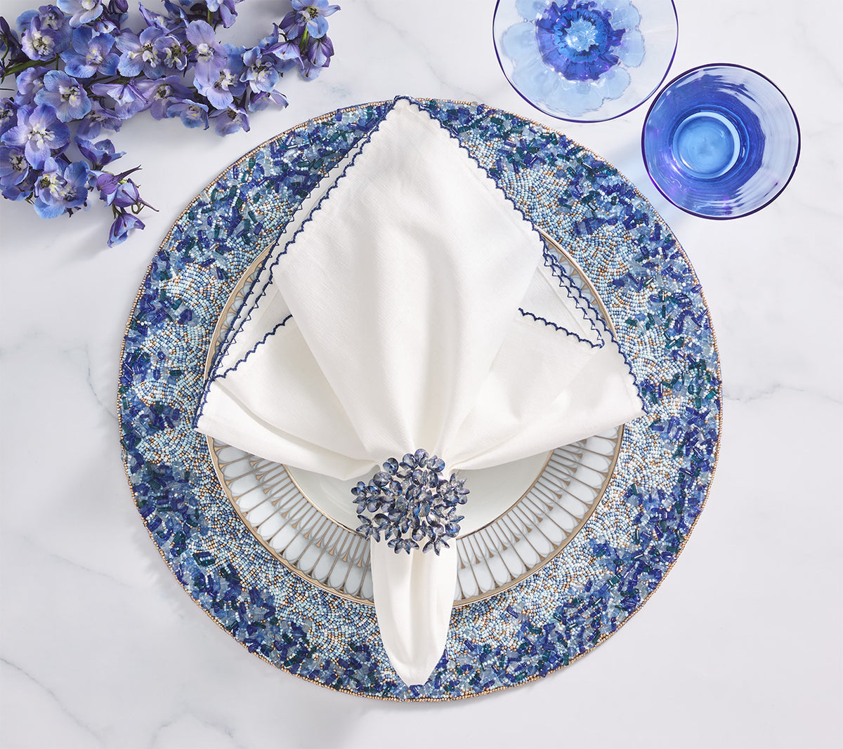 Aster Napkin Ring in Midnight, Set of 4