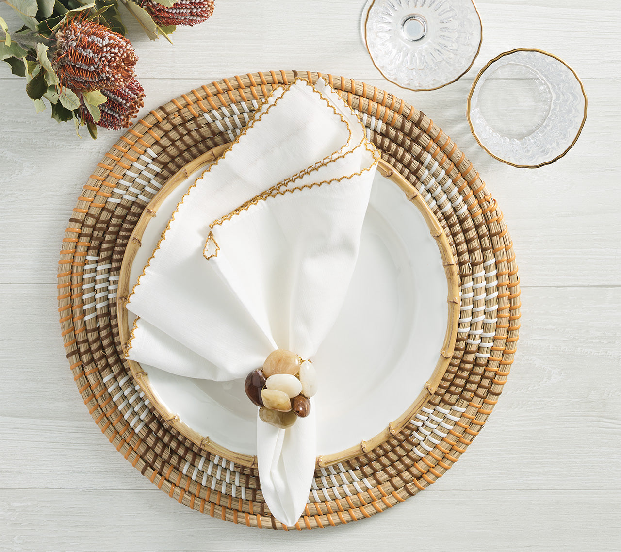 Casbah Napkin in White & Natural