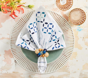 Malta Napkin in White & Blue, Set of 4