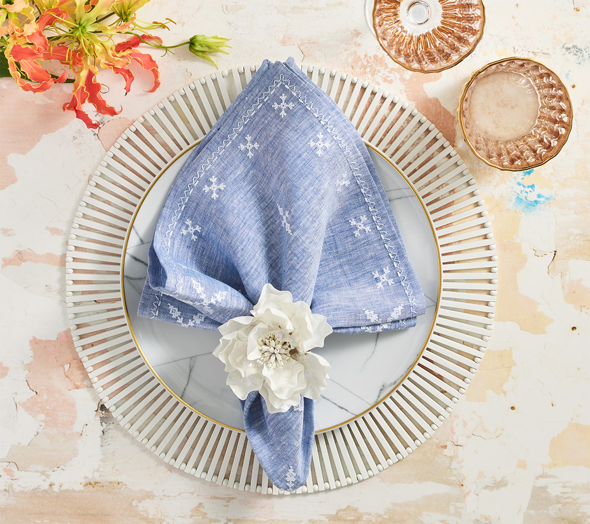 Fez Napkin in Blue & White, Set of 4