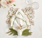 Jardin Napkin in White & Green, Set of 4
