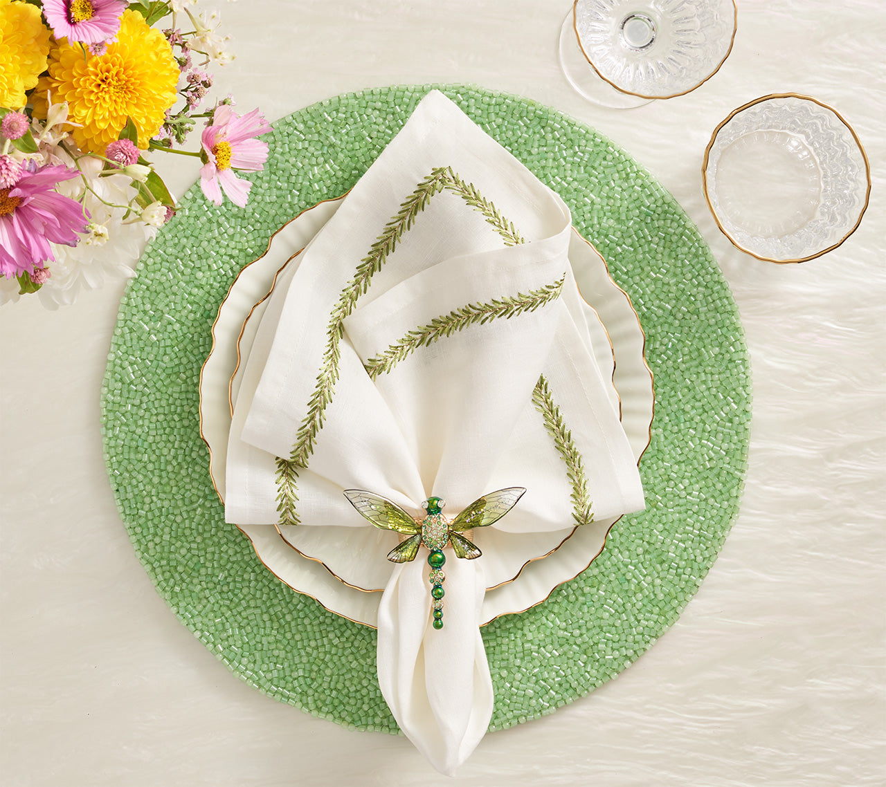 Perennial Placemat in Green, Set of 4