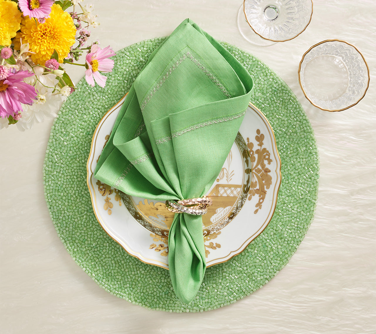 Perennial Placemat in Green, Set of 4