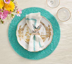 Perennial Placemat in Turquoise, Set of 4