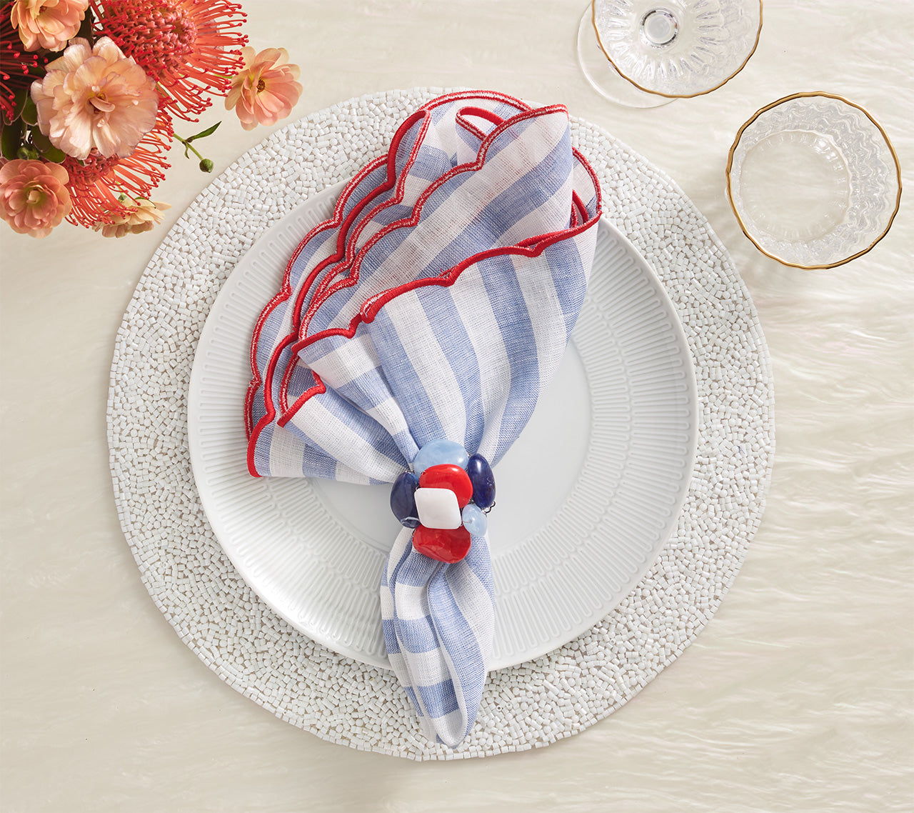 Perennial Placemat in White, Set of 4