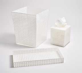 Reed Waste Basket in White