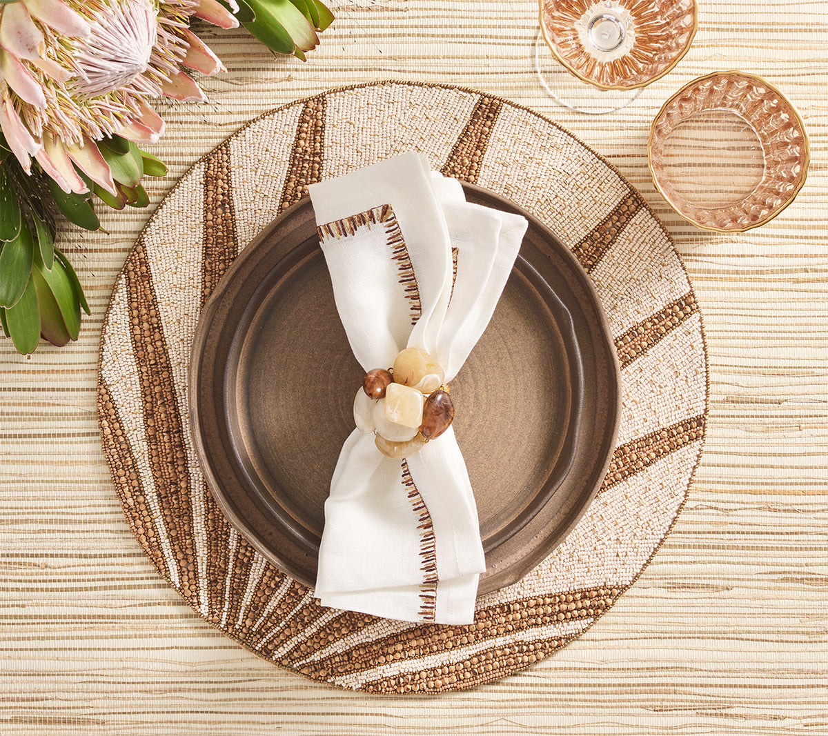Sea Stone Napkin Ring in Beige, Set of 4