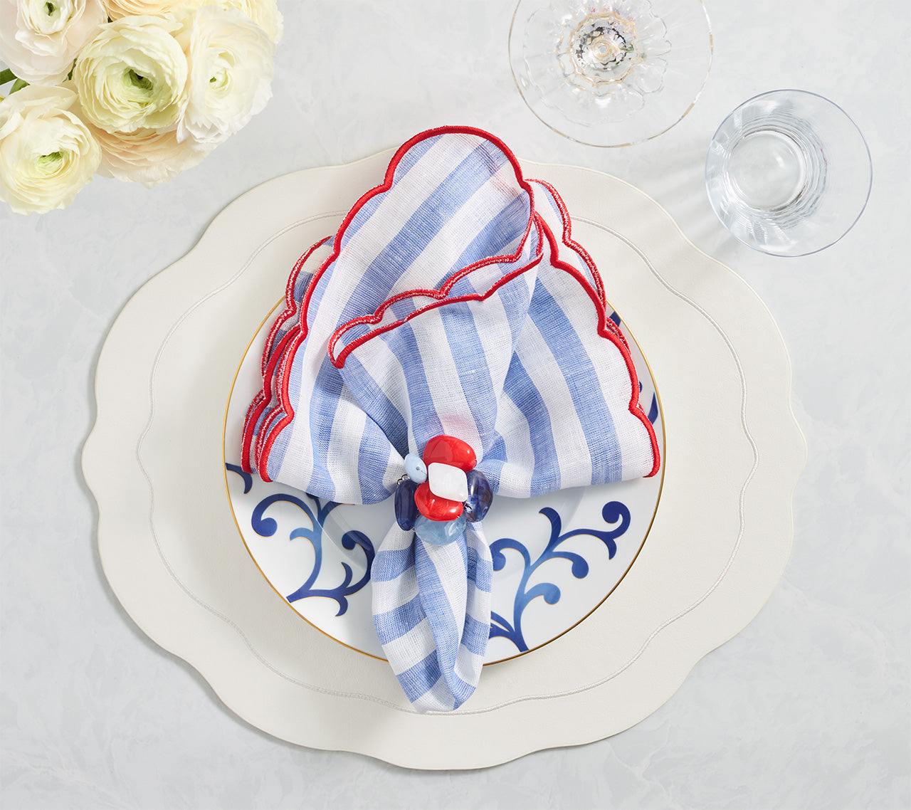 Amalfi Napkin in Red, White & Blue, Set of 4