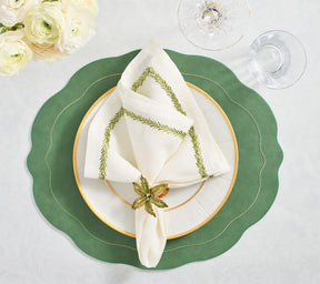 Palm Coast Napkin Ring in Green & Gold, Set of 4 in a Gift Box