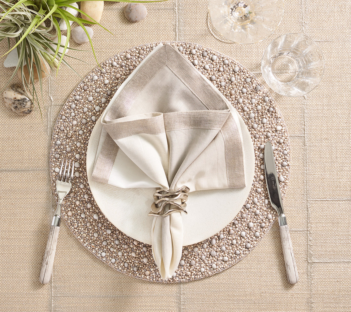 Zen Placemat in Gray & Taupe, Set of 4