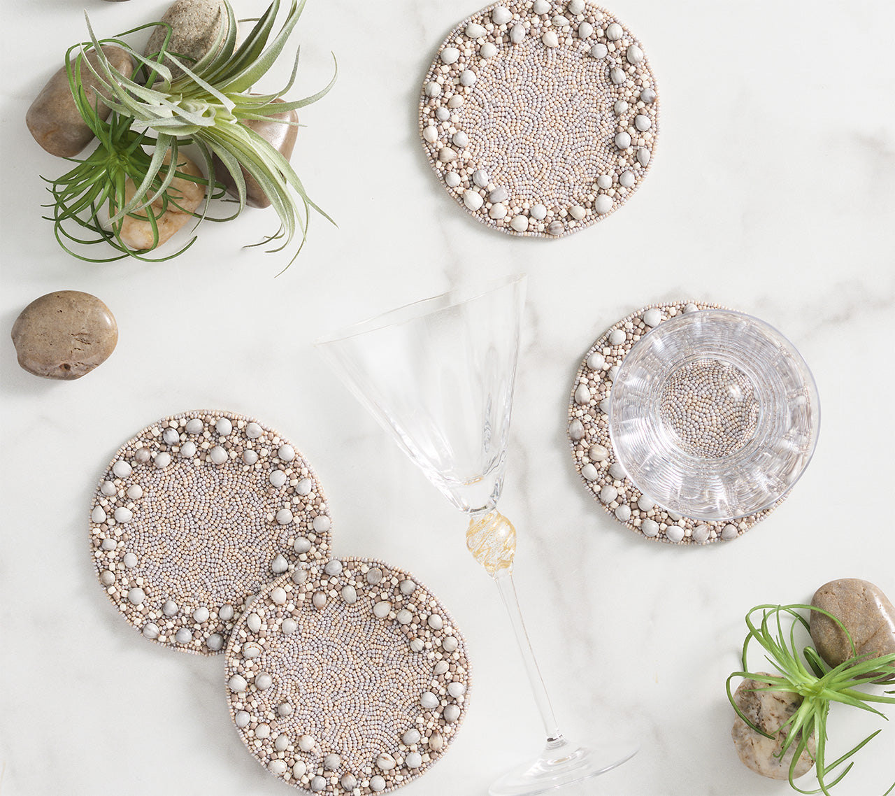 Zen Coasters in Gray & Taupe, Set of 4 in a Gift Bag