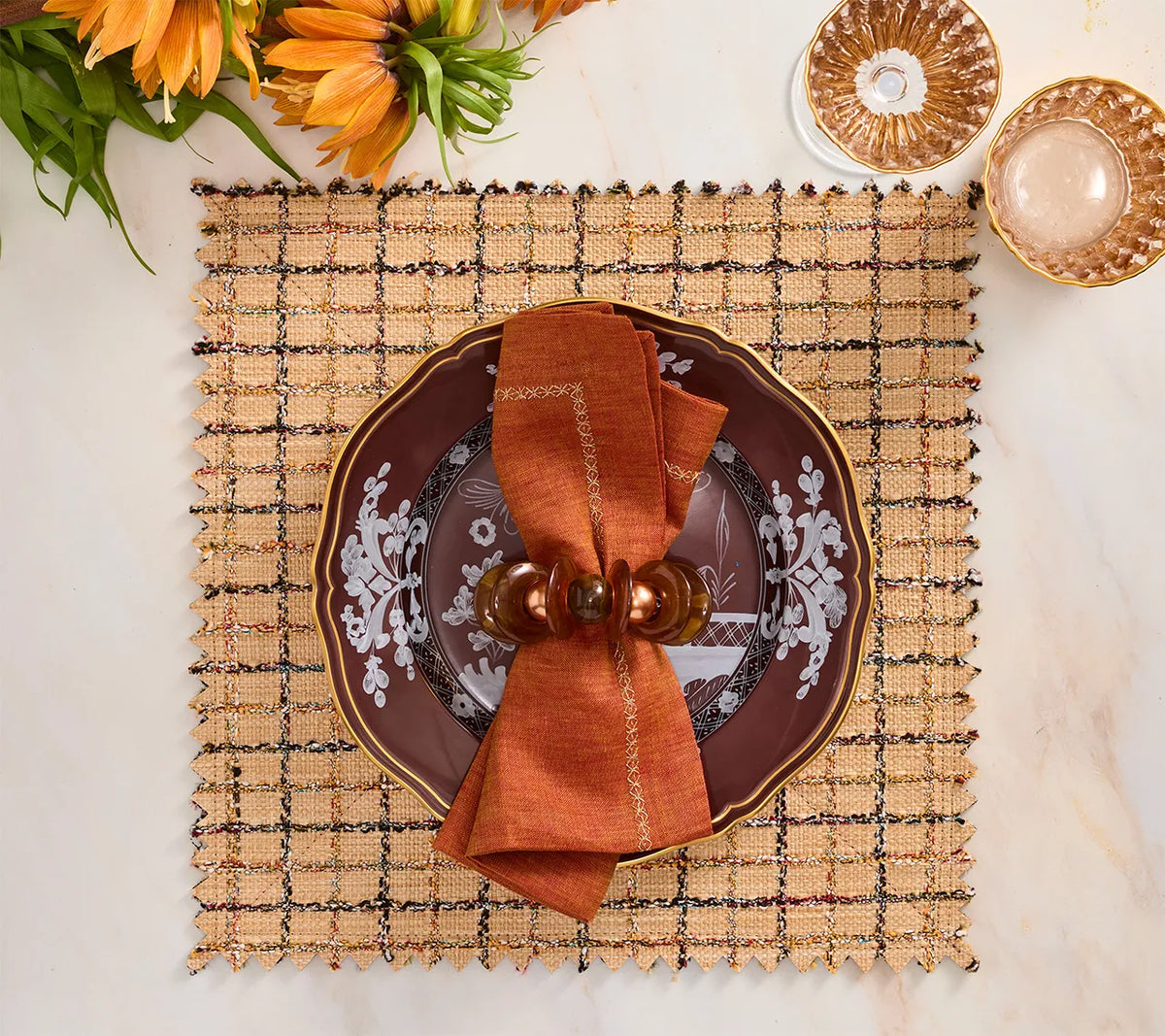 Tortoise Calypso Napkin Ring in Brown, Set of 4