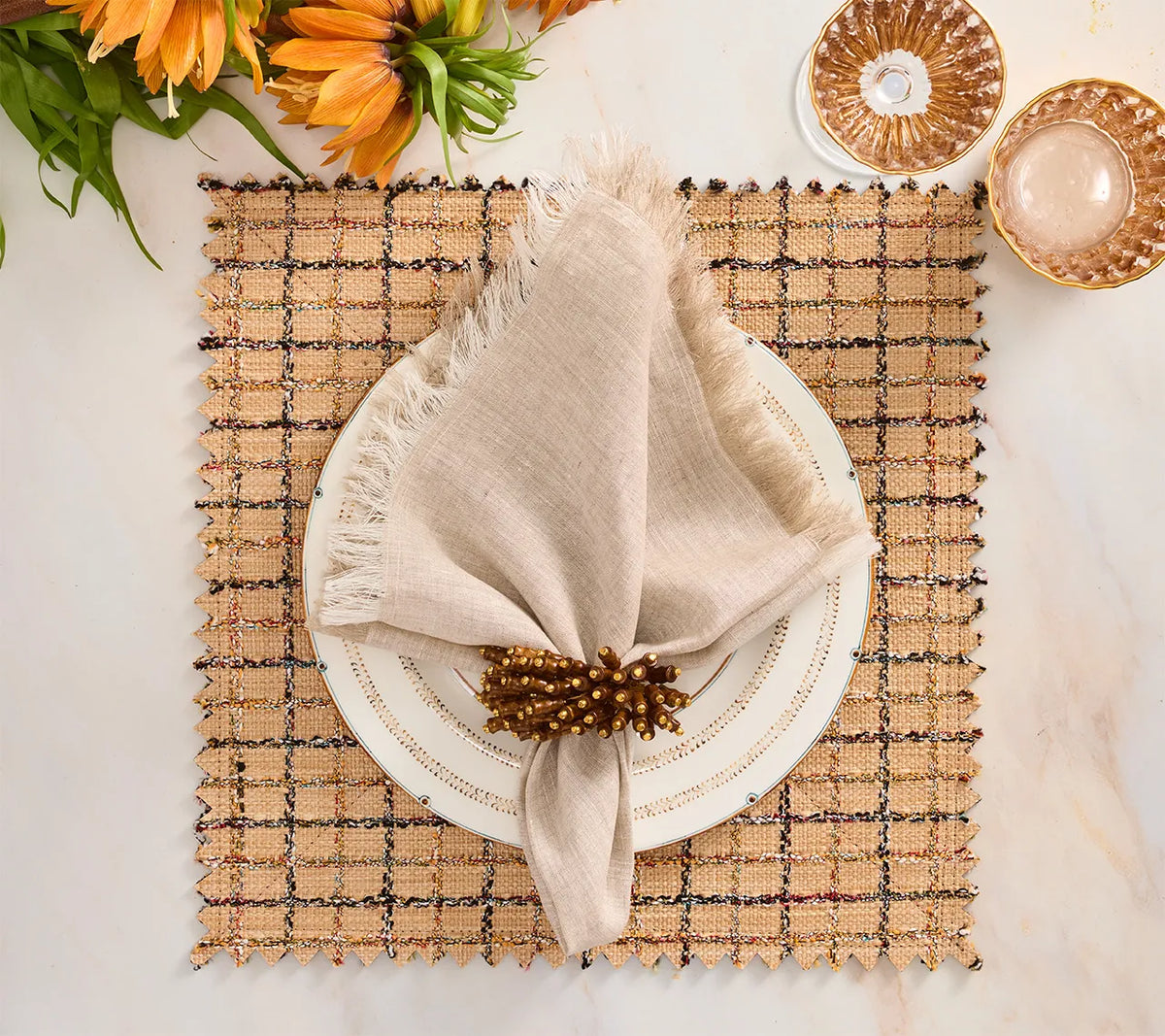 Boucle Placemat in Brown & Multi, Set of 4