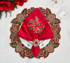 Gem Wreath Napkin Rings in Red, Green & Gold, Set of 4 in a Gift Box