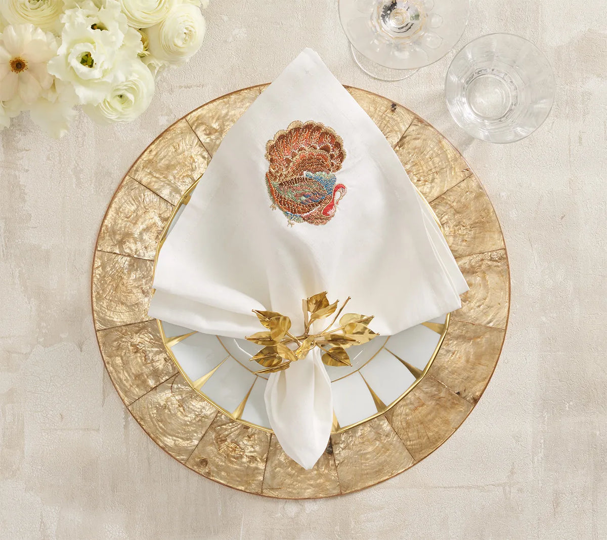 Gobble Napkin in White & Multi, Set of 4