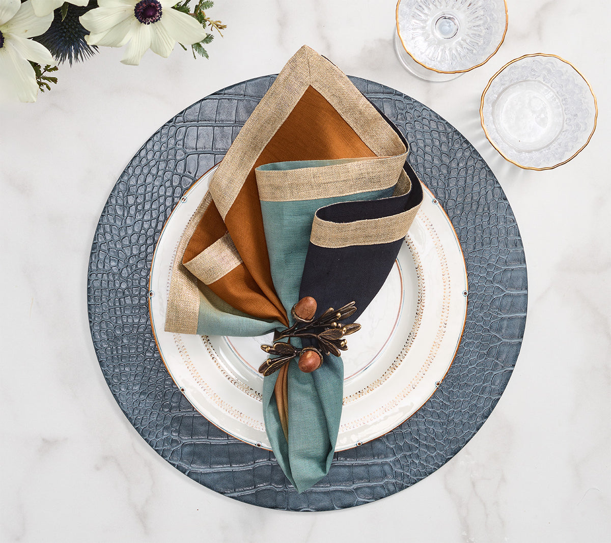 Dip Dye Napkin in Midnight & Copper, Set of 4
