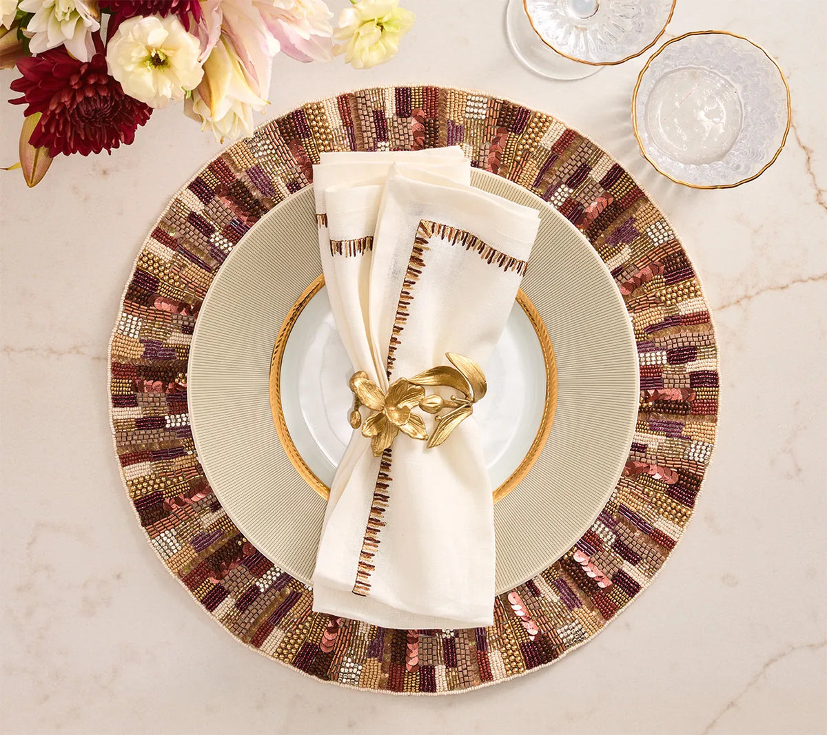 Diadem Placemat in Brown & Multi, Set of 2