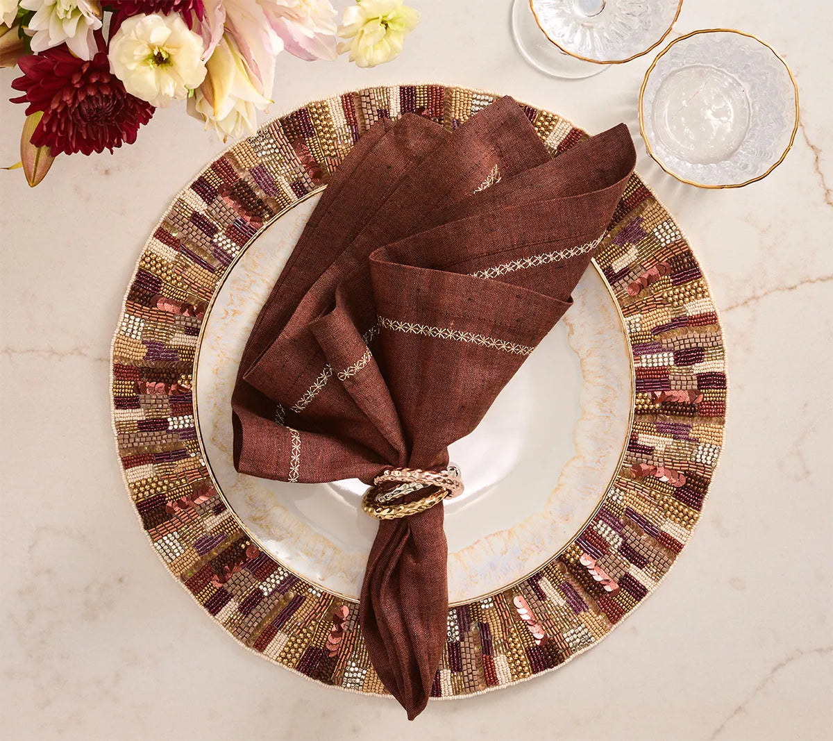 Diadem Placemat in Brown & Multi, Set of 2