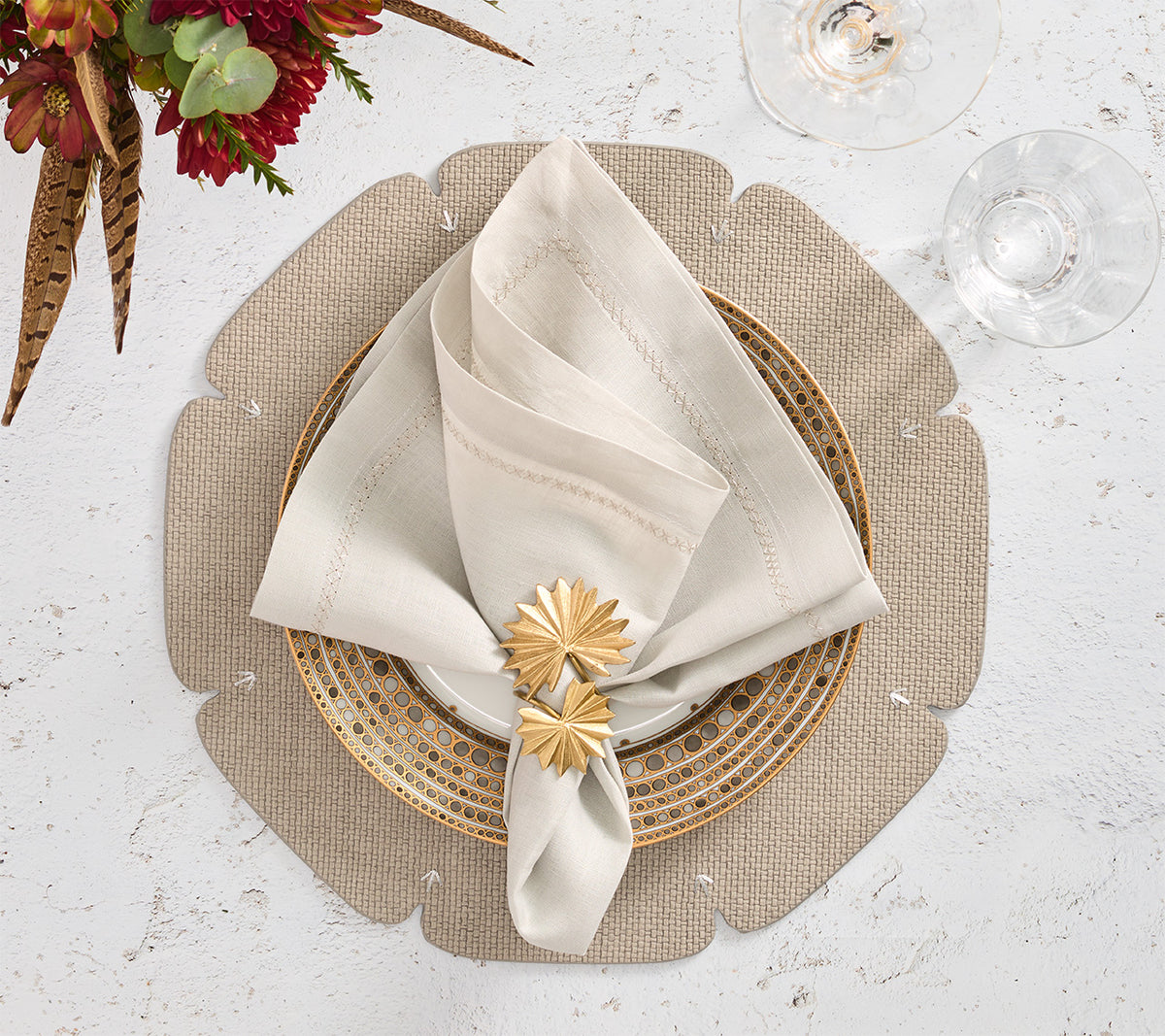 Palmera Napkin Ring in Gold, Set of 4
