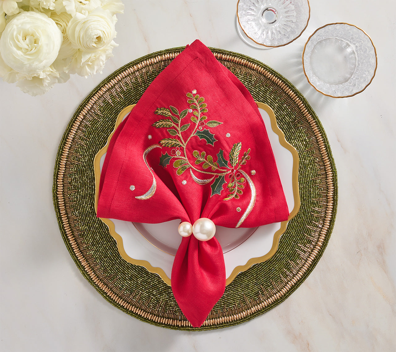 Pearl Napkin Rings, Set of 4