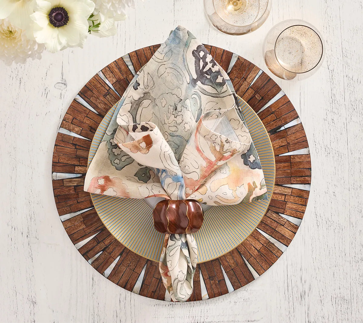 Halo Placemat in Brown & White, Set of 4