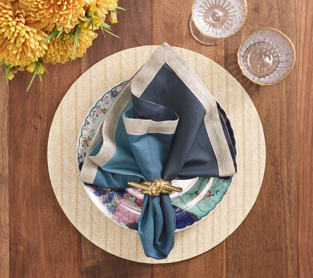 KIM SEYBERT ランチョンマット　4枚セット Herringbone Placemat in Natural, Set of 4