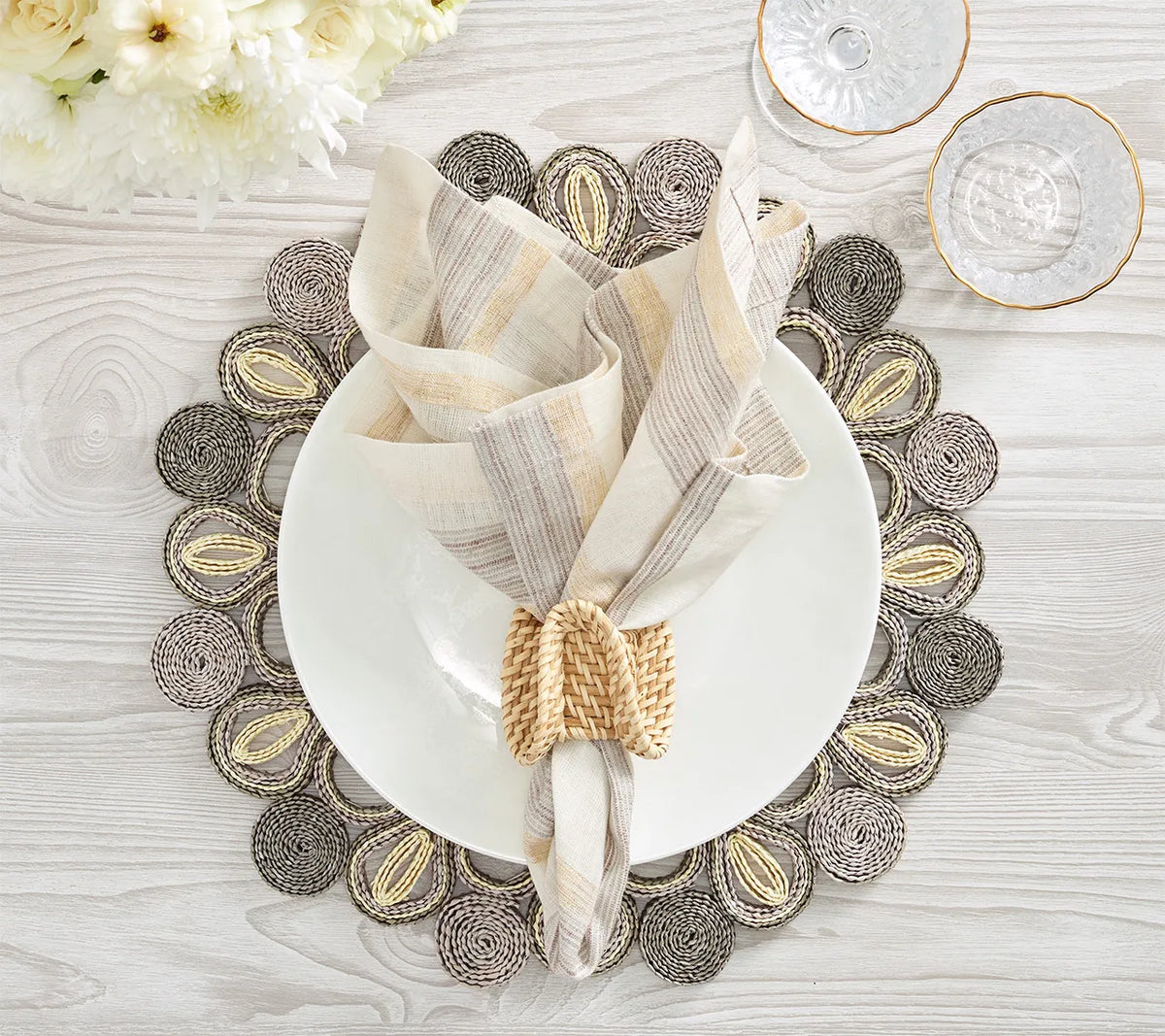 Broad Stripe Napkin in Gray & White, Set of 4