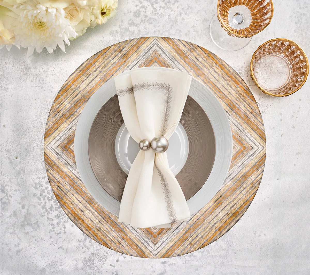Russet Placemat in Gold & Silver, Set of 4