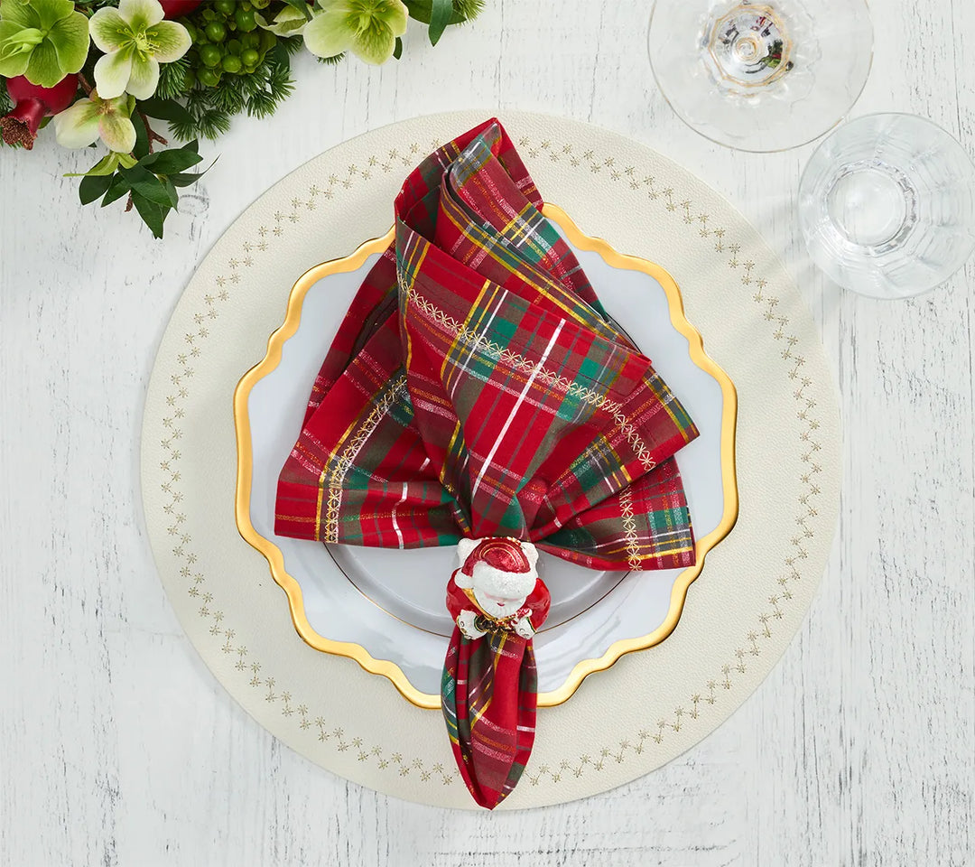Santa Napkin Ring in Red & White, Set of 4 in a Gift Box