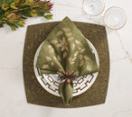 Gilded Breeze Napkin in Olive & Gold, Set of 4