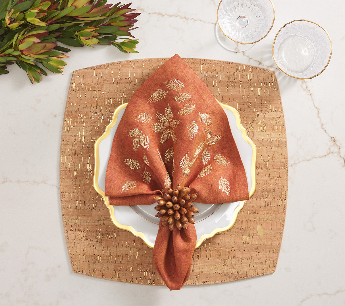 Florette Napkin Ring in Brown, Set of 4