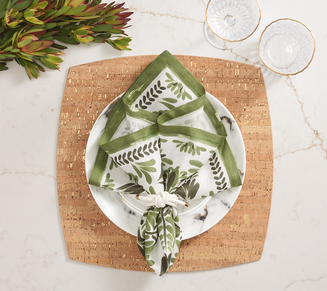 Botanica Napkin in Ivory & Green, Set of 4
