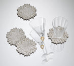 Winter Lace Drink Coasters in Silver & Crystal, Set of 4 in a Gift Bag