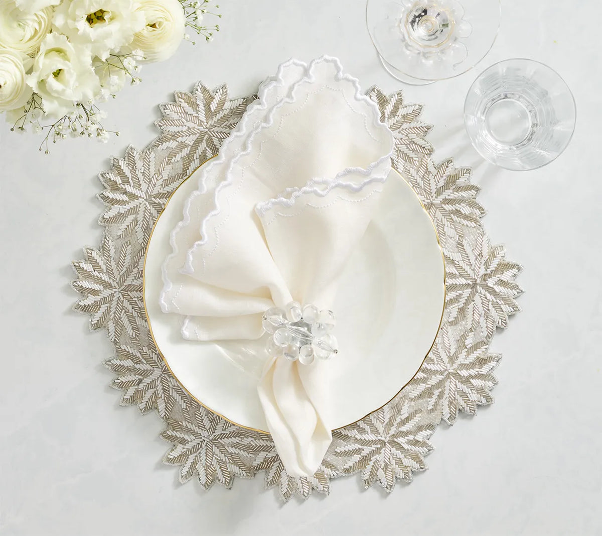 Winter Lace Placemat in Silver & Crystal, Set of 2