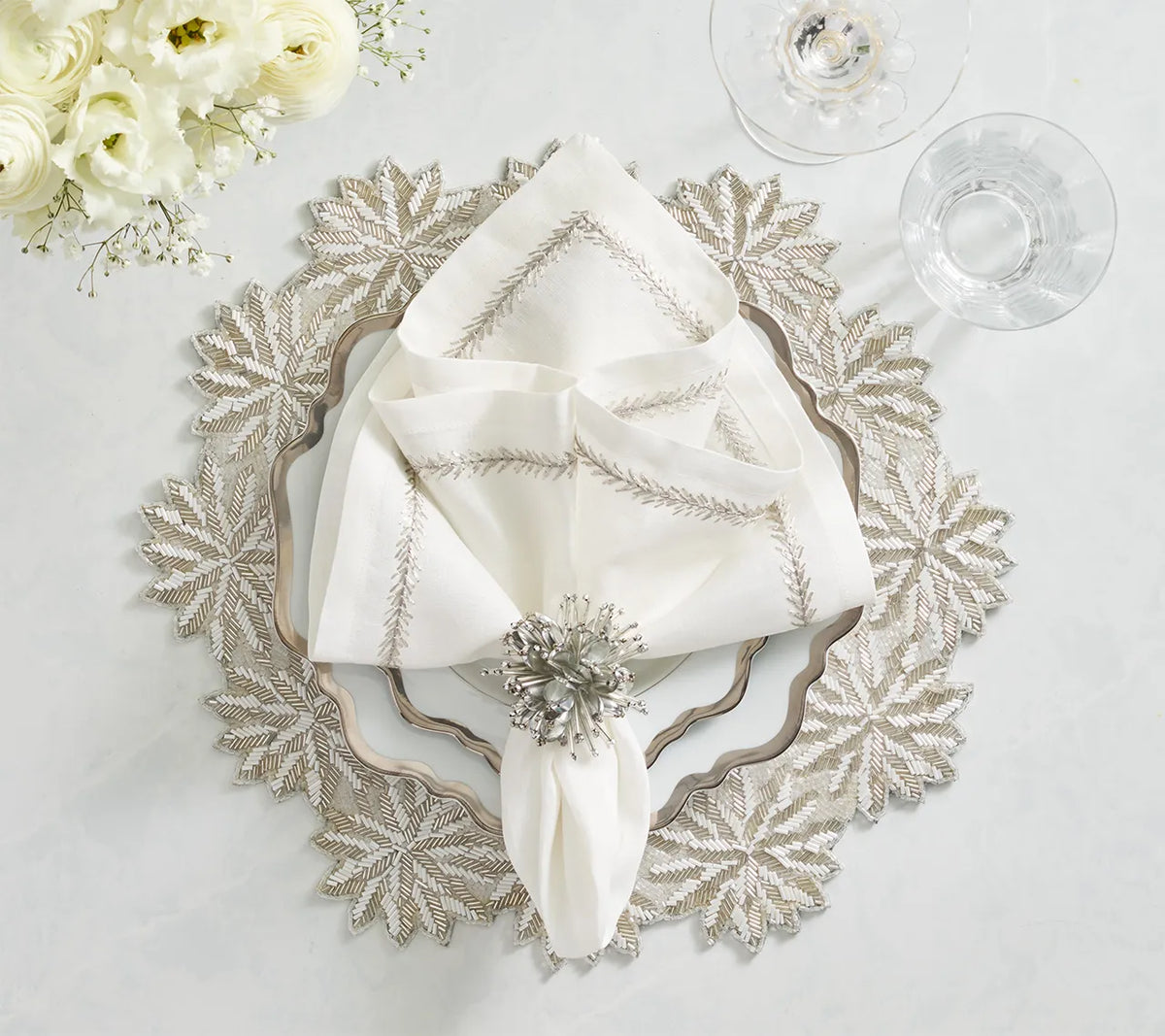Winter Lace Placemat in Silver & Crystal, Set of 2