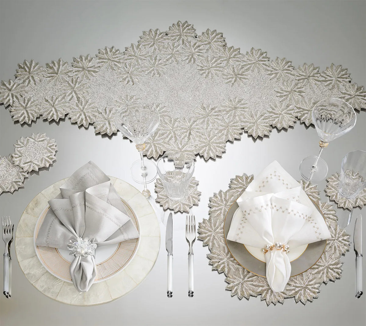 Winter Lace Runner in Silver & Crystal