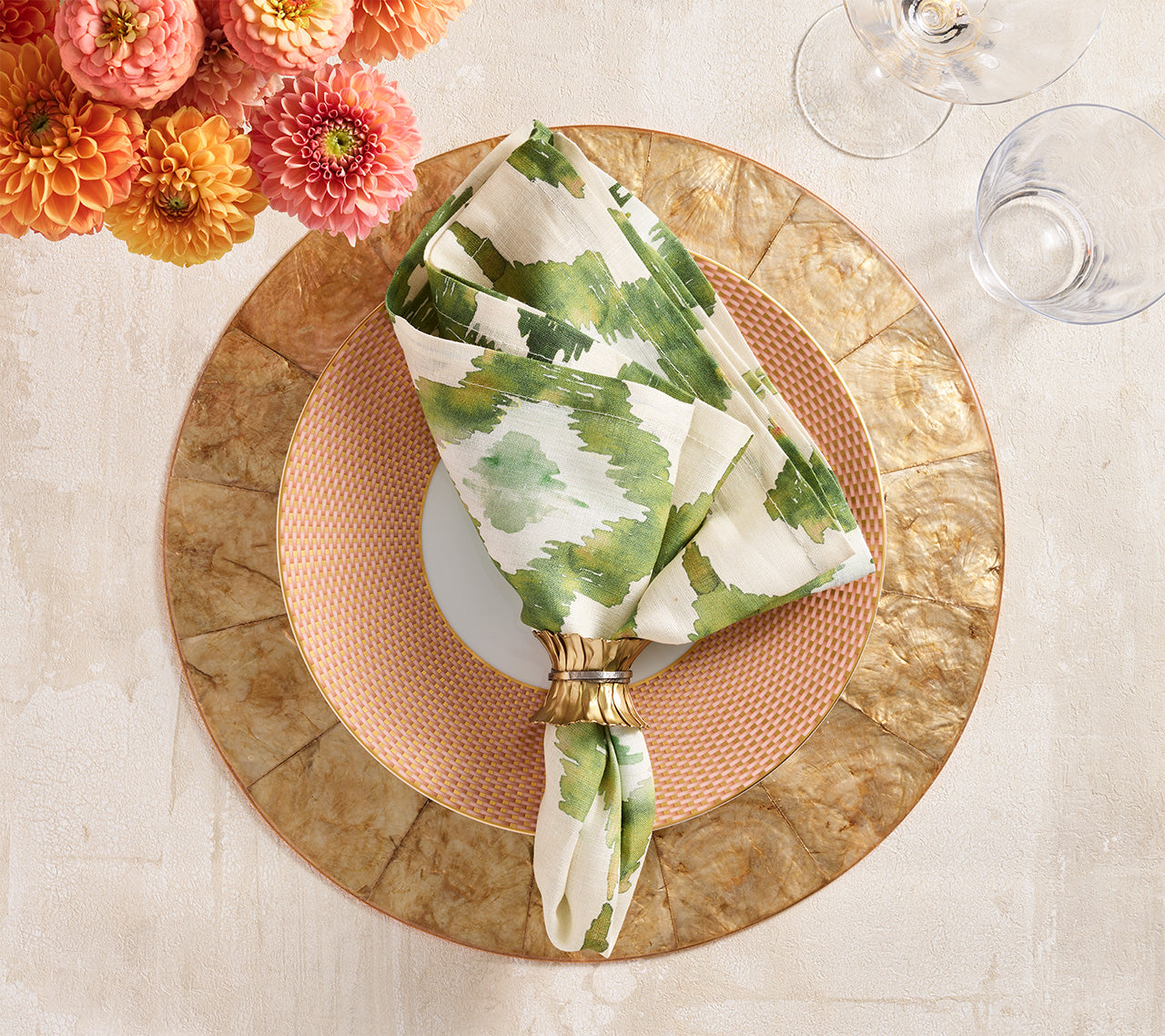 Clinched Napkin Ring in Gold & Silver, Set of 4