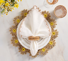 Daisy Placemat in Natural & Yellow, Set of 4