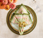 Mira Napkin in Green & Pink, Set of 4