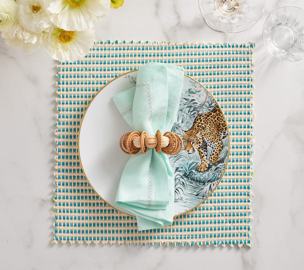 Duet Reversible Placemat in Blue & Green, Set of 4