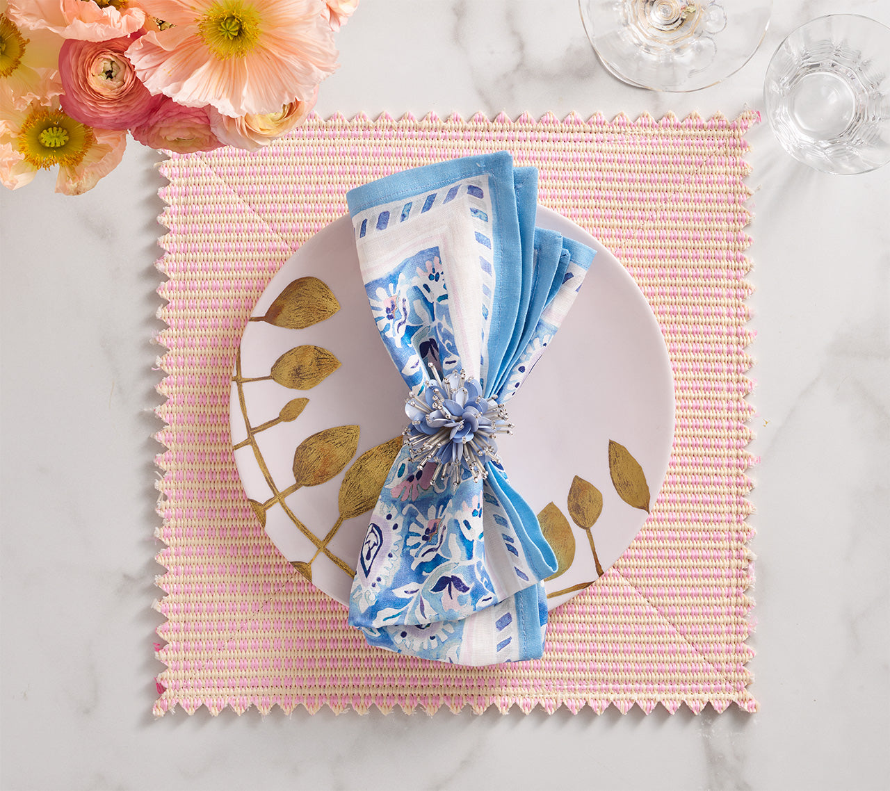 Duet Reversible Placemat in Blush & Pink, Set of 4