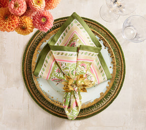 Enamor Placemat in Green & Gold, Set of 4