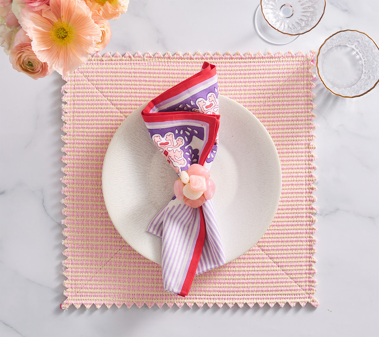 Duet Reversible Placemat in Blush & Pink, Set of 4