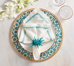 Lanai Placemat in Natural & Turquoise, Set of 4