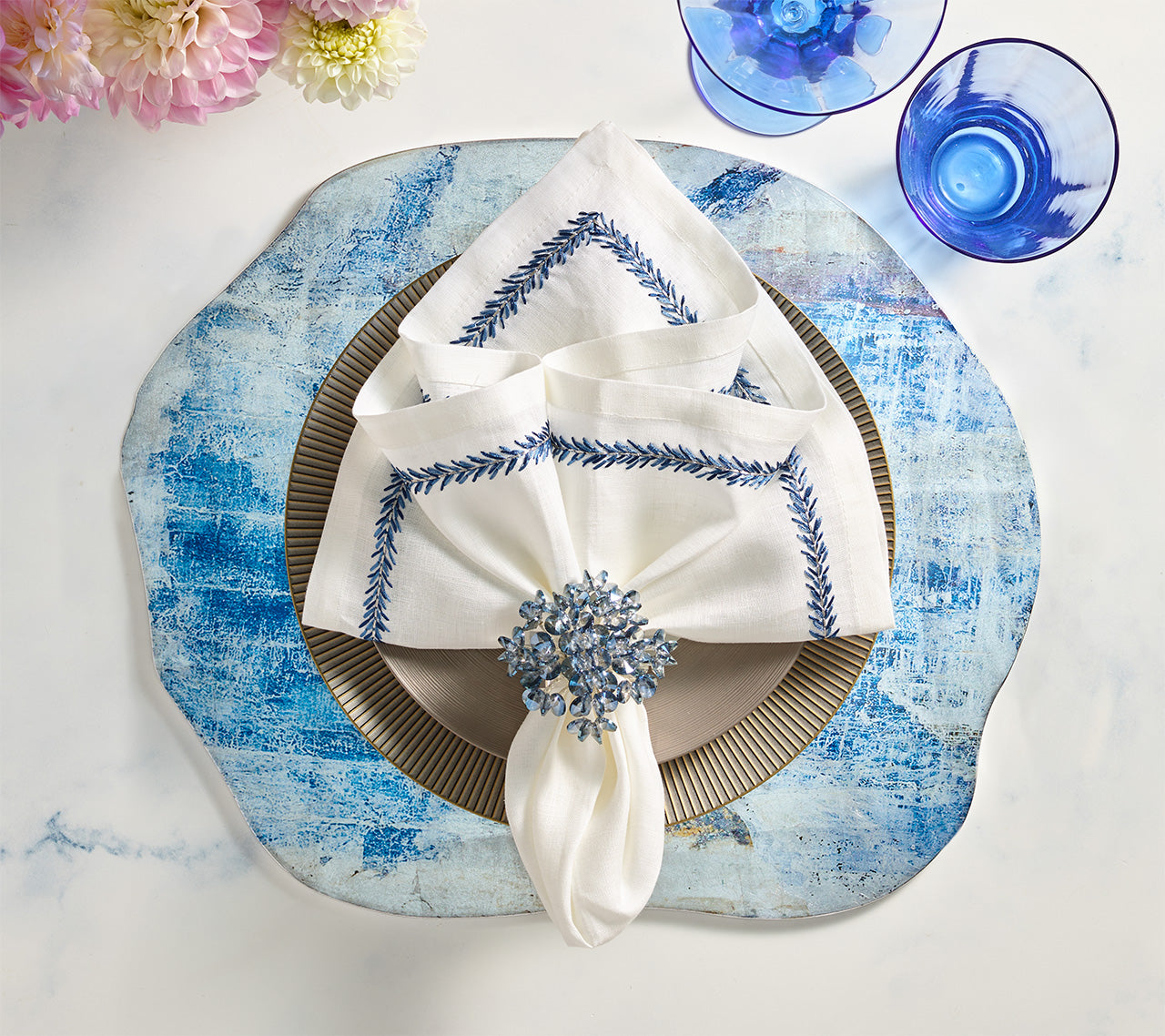 Lazul Placemat in Blue & Gray, Set of 4